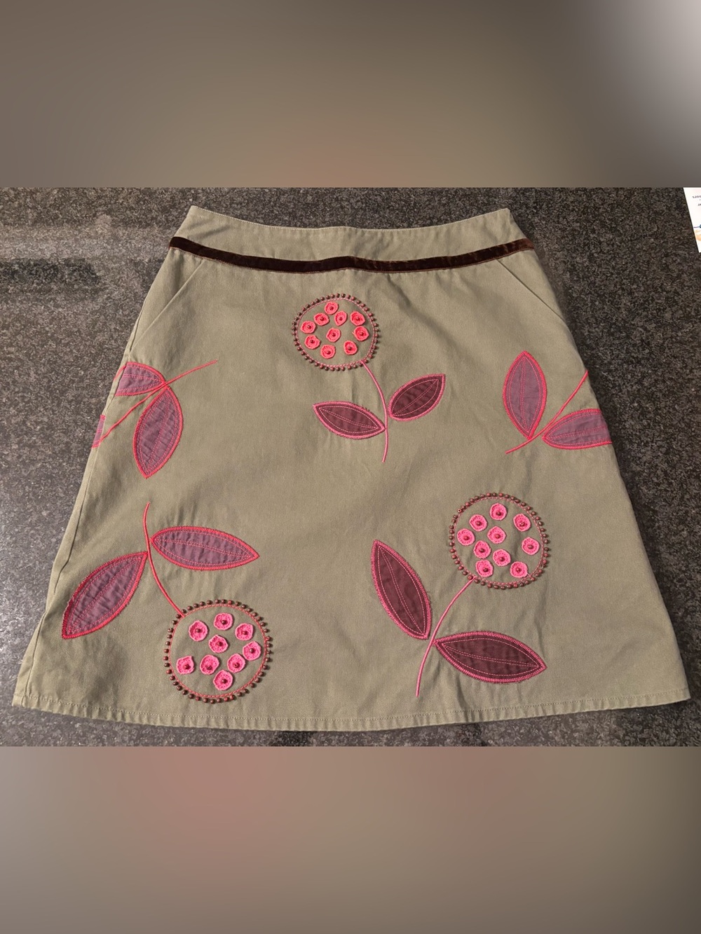 Boden Beaded and Appliquéd A-Line Skirt